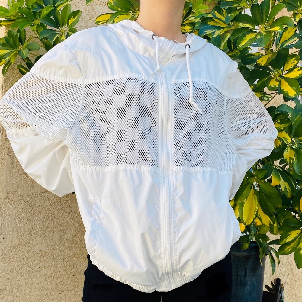 White windbreaker